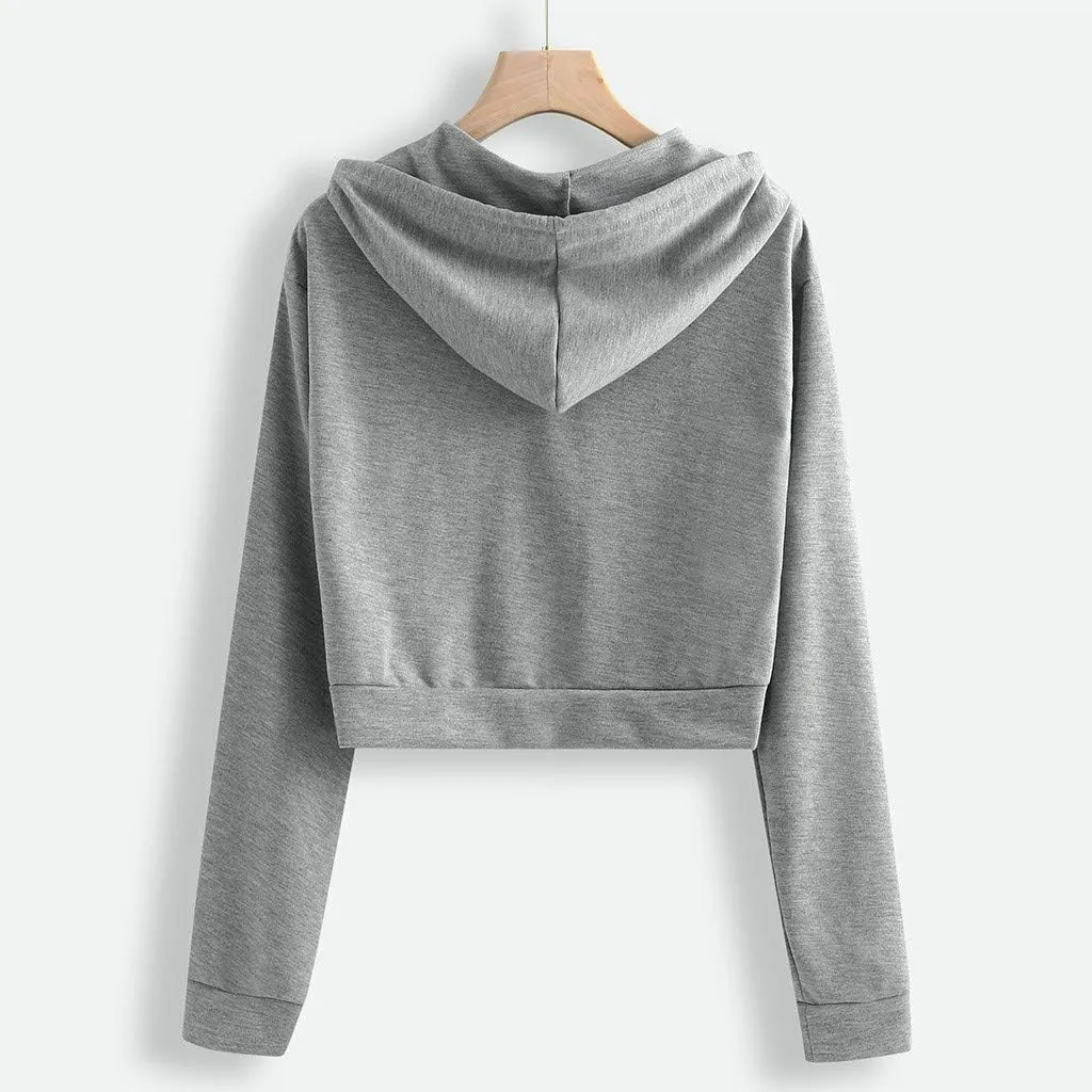 Womens Cropped Hoodie Zip Up Cropped Sweatshirts Hoodies Fashion Fall Outfits Drawstring Casual Y2K Workout Jackets