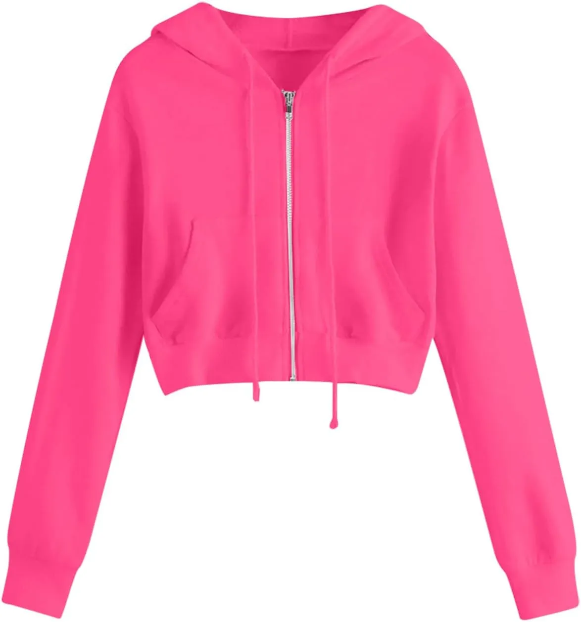 Womens Cropped Hoodie Zip Up Cropped Sweatshirts Hoodies Fashion Fall Outfits Drawstring Casual Y2K Workout Jackets