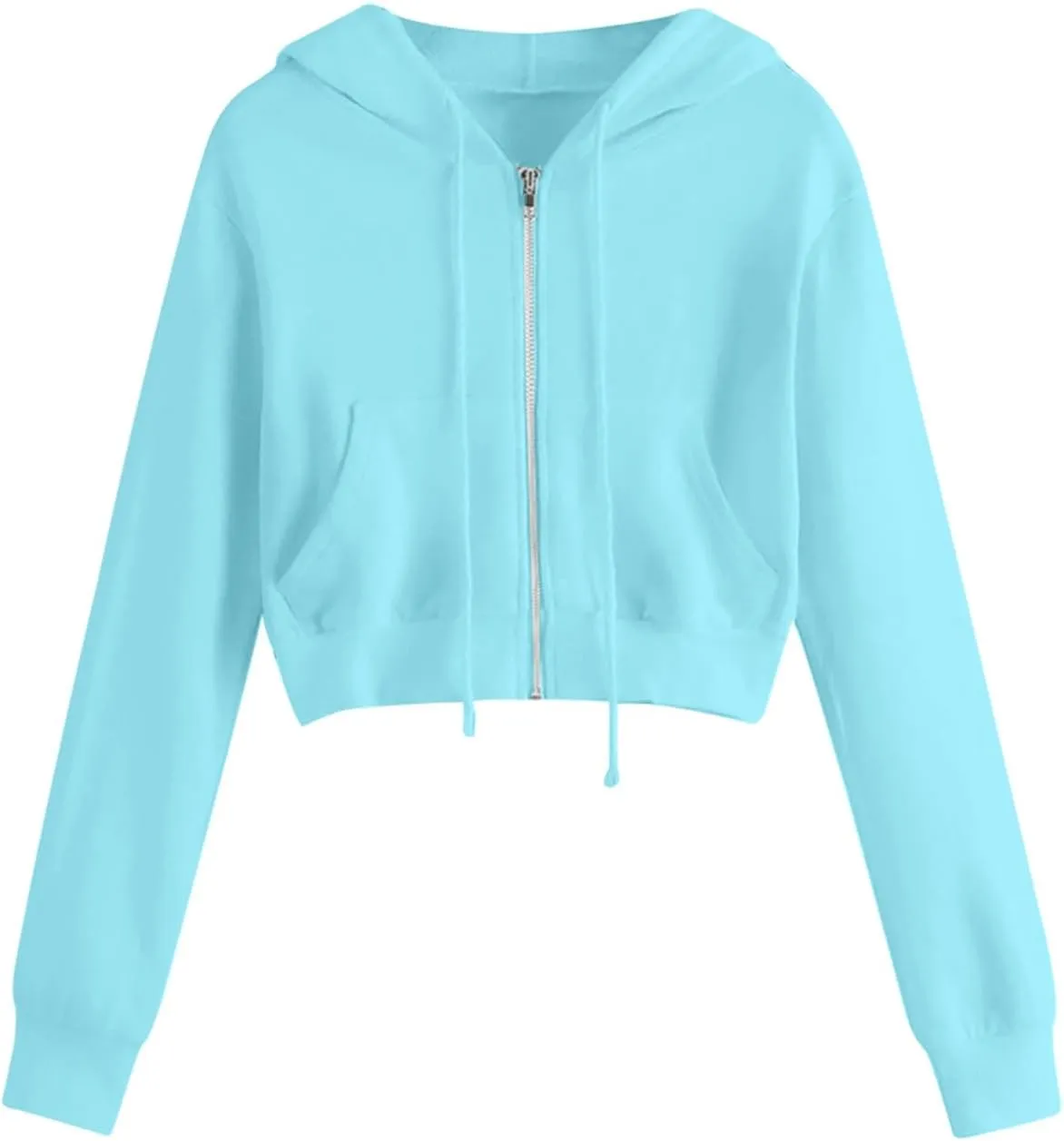 Womens Cropped Hoodie Zip Up Cropped Sweatshirts Hoodies Fashion Fall Outfits Drawstring Casual Y2K Workout Jackets