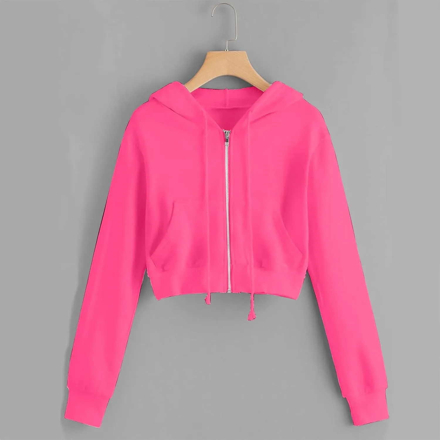 Womens Cropped Hoodie Zip Up Cropped Sweatshirts Hoodies Fashion Fall Outfits Drawstring Casual Y2K Workout Jackets