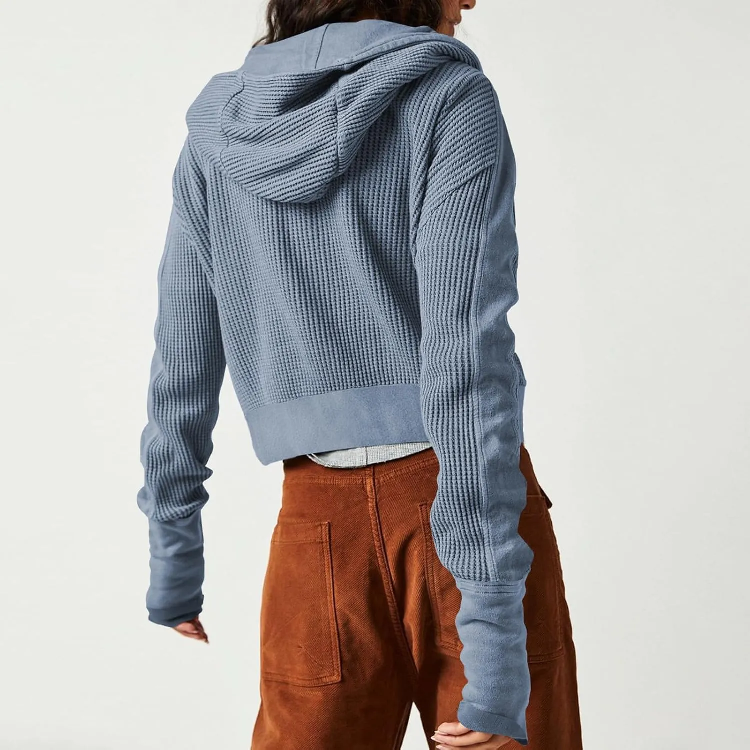 Womens Cropped Jackets 2023 Fashion Zipper Sweatshirts Hoodies Button Neck Plain Tops Fall Outfits Winter Clothes