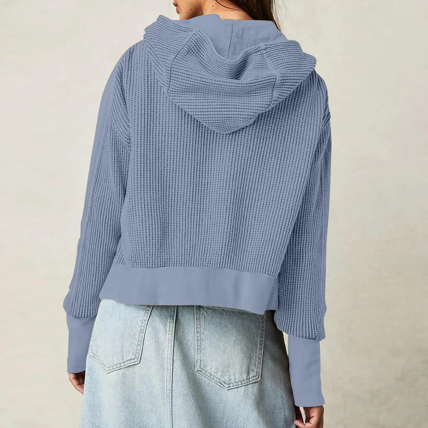 Womens Cropped Jackets 2023 Fashion Zipper Sweatshirts Hoodies Button Neck Plain Tops Fall Outfits Winter Clothes