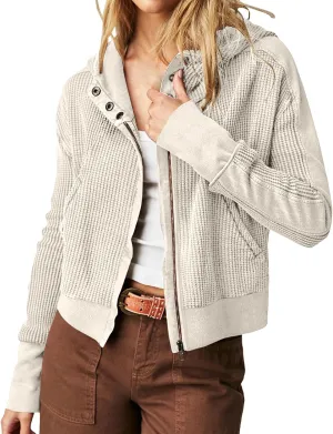 Womens Cropped Jackets 2023 Fashion Zipper Sweatshirts Hoodies Button Neck Plain Tops Fall Outfits Winter Clothes