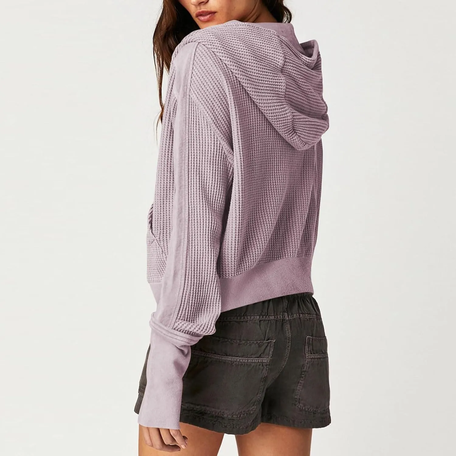 Womens Cropped Jackets 2023 Fashion Zipper Sweatshirts Hoodies Button Neck Plain Tops Fall Outfits Winter Clothes