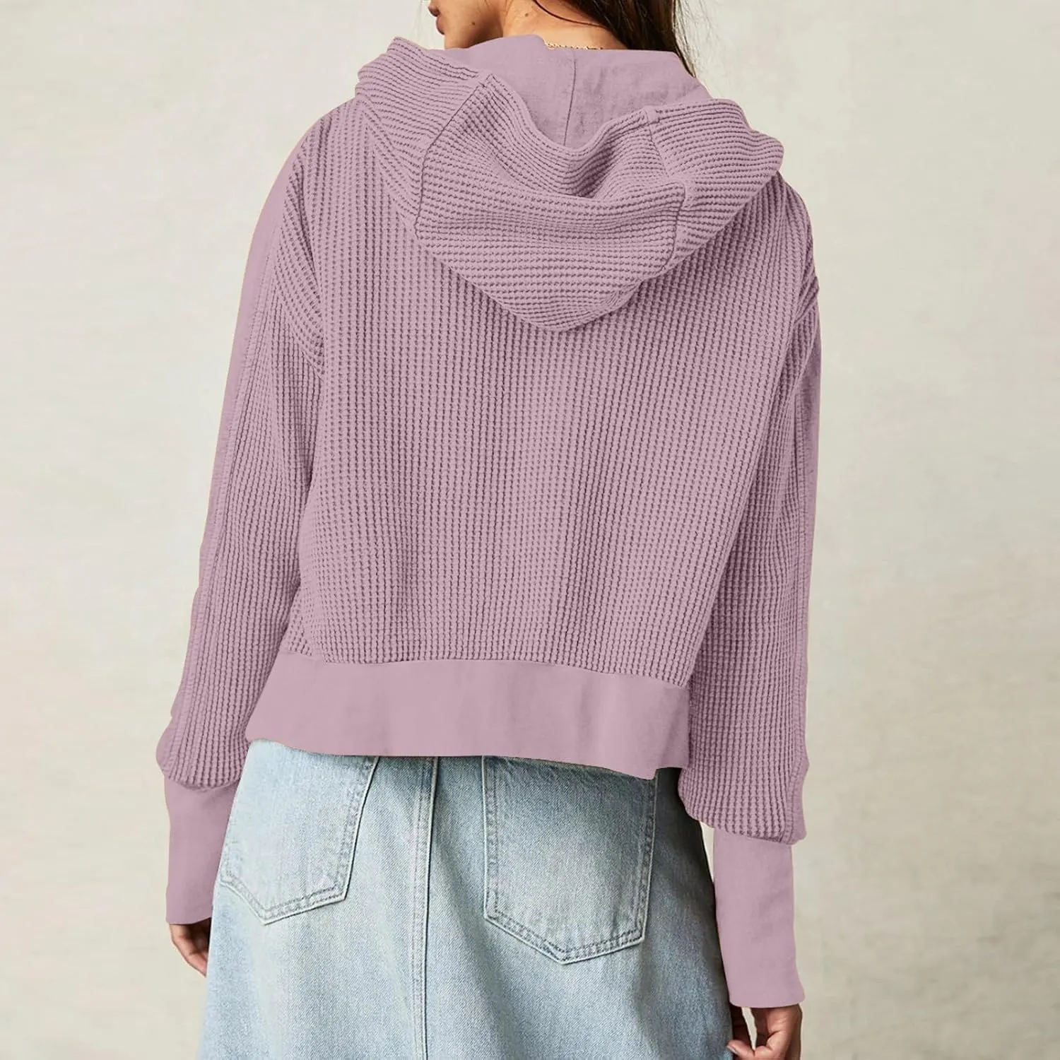 Womens Cropped Jackets 2023 Fashion Zipper Sweatshirts Hoodies Button Neck Plain Tops Fall Outfits Winter Clothes