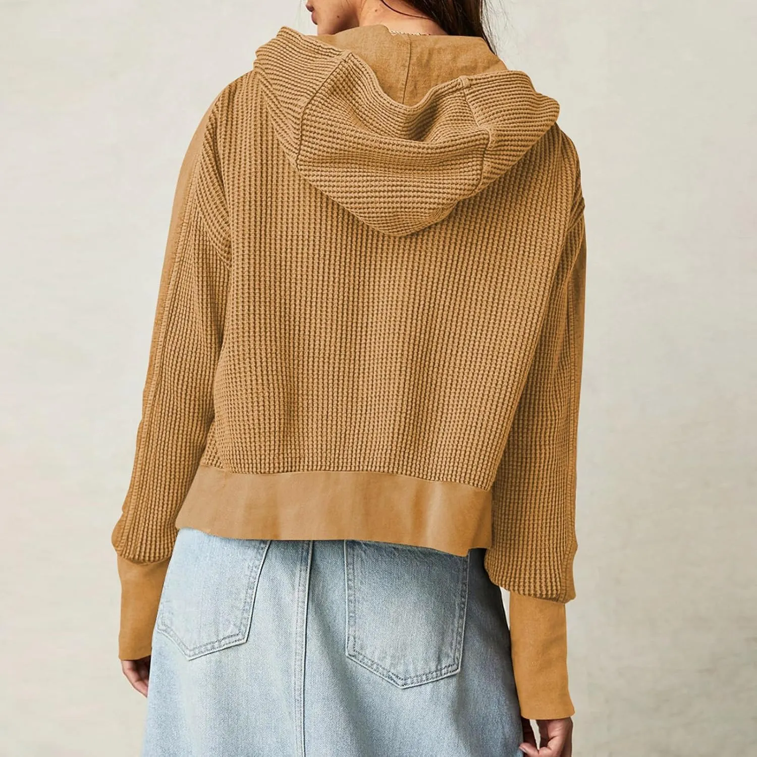 Womens Cropped Jackets 2023 Fashion Zipper Sweatshirts Hoodies Button Neck Plain Tops Fall Outfits Winter Clothes