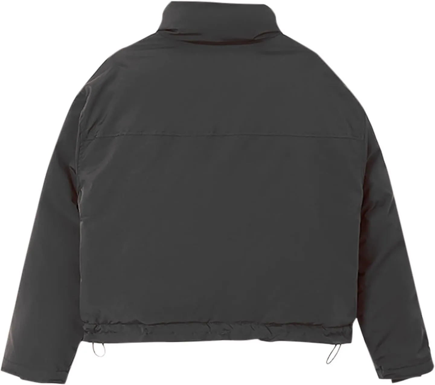 Women's Cropped Puffer Jacket Pockets Full Zip Padded Down Coats Parkas Long Sleeve Baggy Quilted Jackets Outerwear