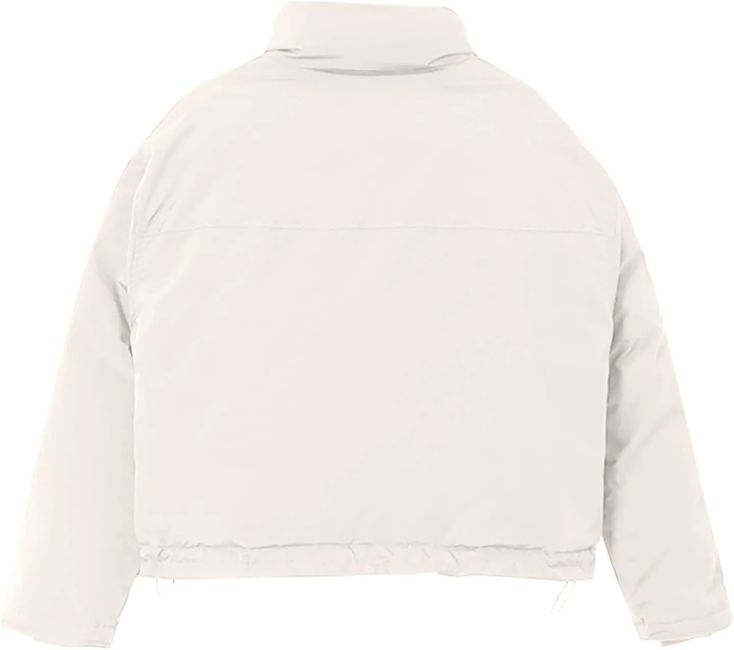 Women's Cropped Puffer Jacket Pockets Full Zip Padded Down Coats Parkas Long Sleeve Baggy Quilted Jackets Outerwear
