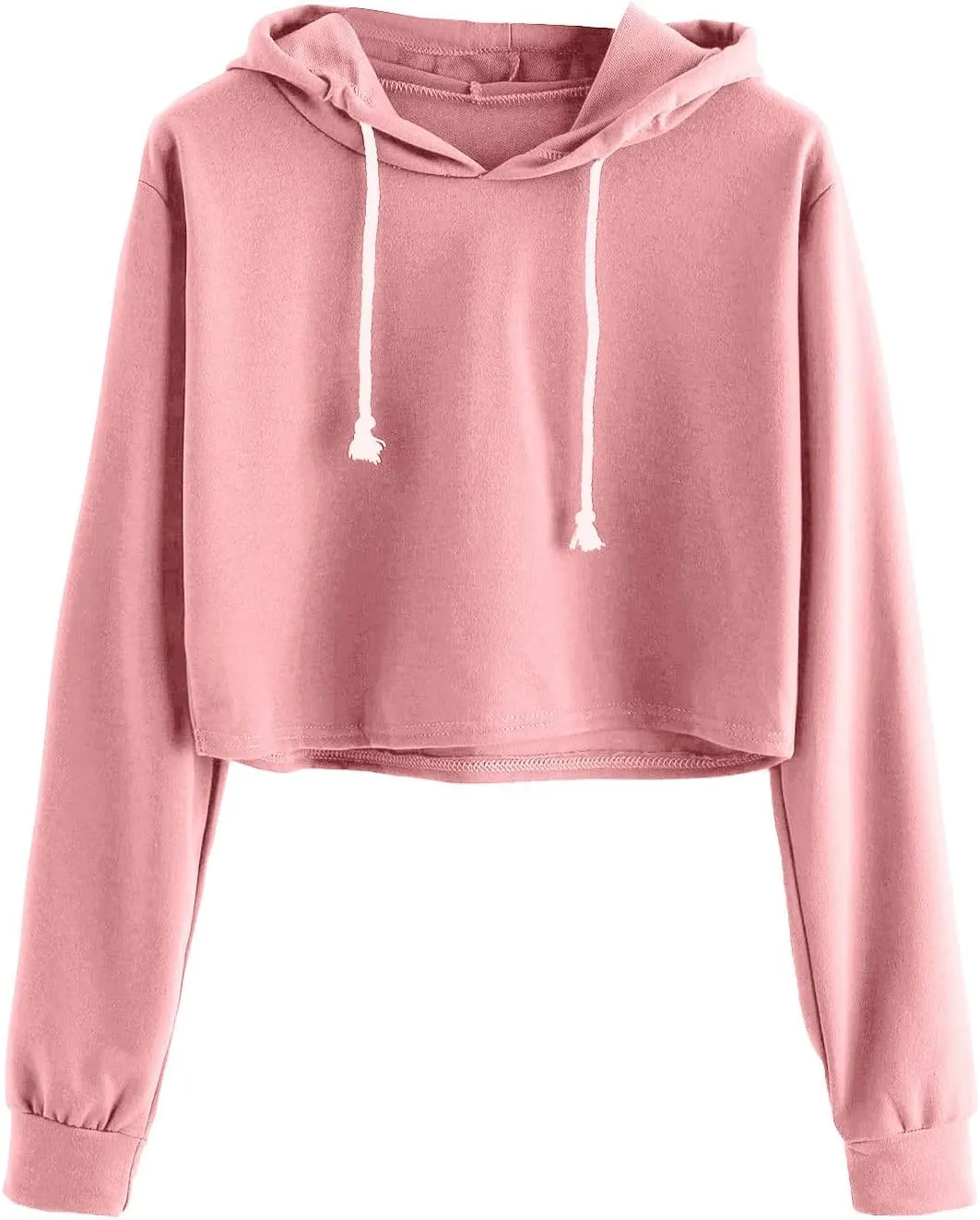 Womens Cropped Sweatshirts Hoodies Trendy Y2K Clothes Casual Long Sleeve Cute Tops Drawstring Pullover Workout Tops