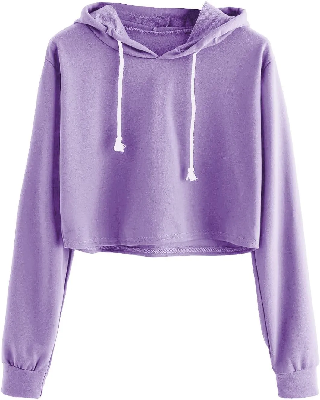 Womens Cropped Sweatshirts Hoodies Trendy Y2K Clothes Casual Long Sleeve Cute Tops Drawstring Pullover Workout Tops
