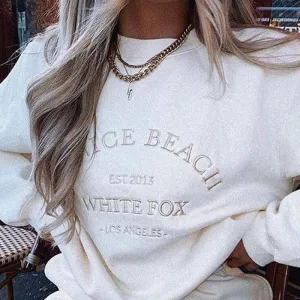Women's Embroidered Long Sleeve Oversized Sweatshirt