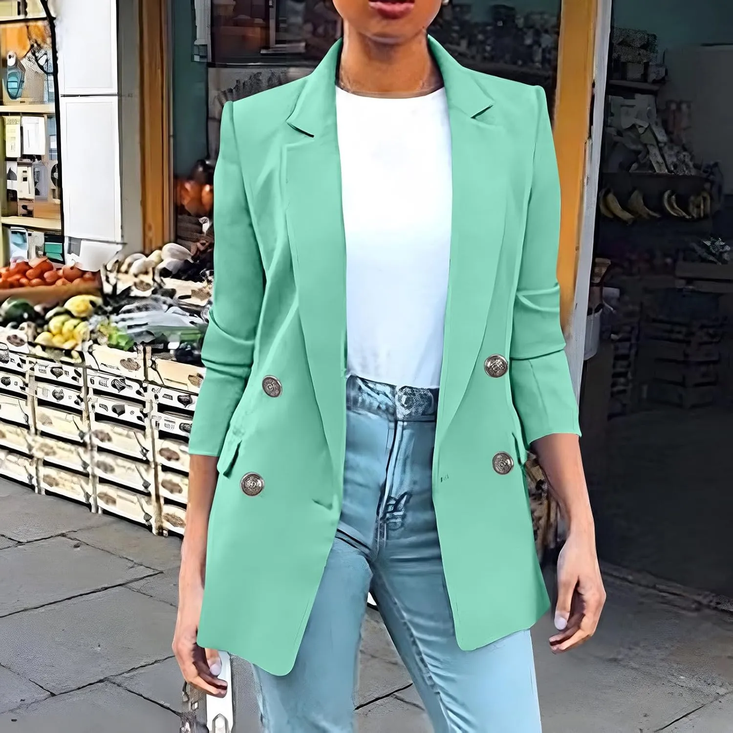 Women's Fall Casual Blazers Business Outfits Long Sleeve Notch Lapel Trendy Work Suit Office Blazer Jackets Outerwear