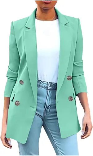 Women's Fall Casual Blazers Business Outfits Long Sleeve Notch Lapel Trendy Work Suit Office Blazer Jackets Outerwear