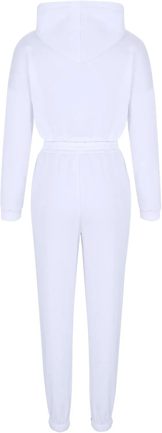 Womens Fashion Sweatsuits Y2K Tracksuit Casual Two Piece Outfits Cropped Sweatshirts Hoodies Jogger Pants Workout Sets