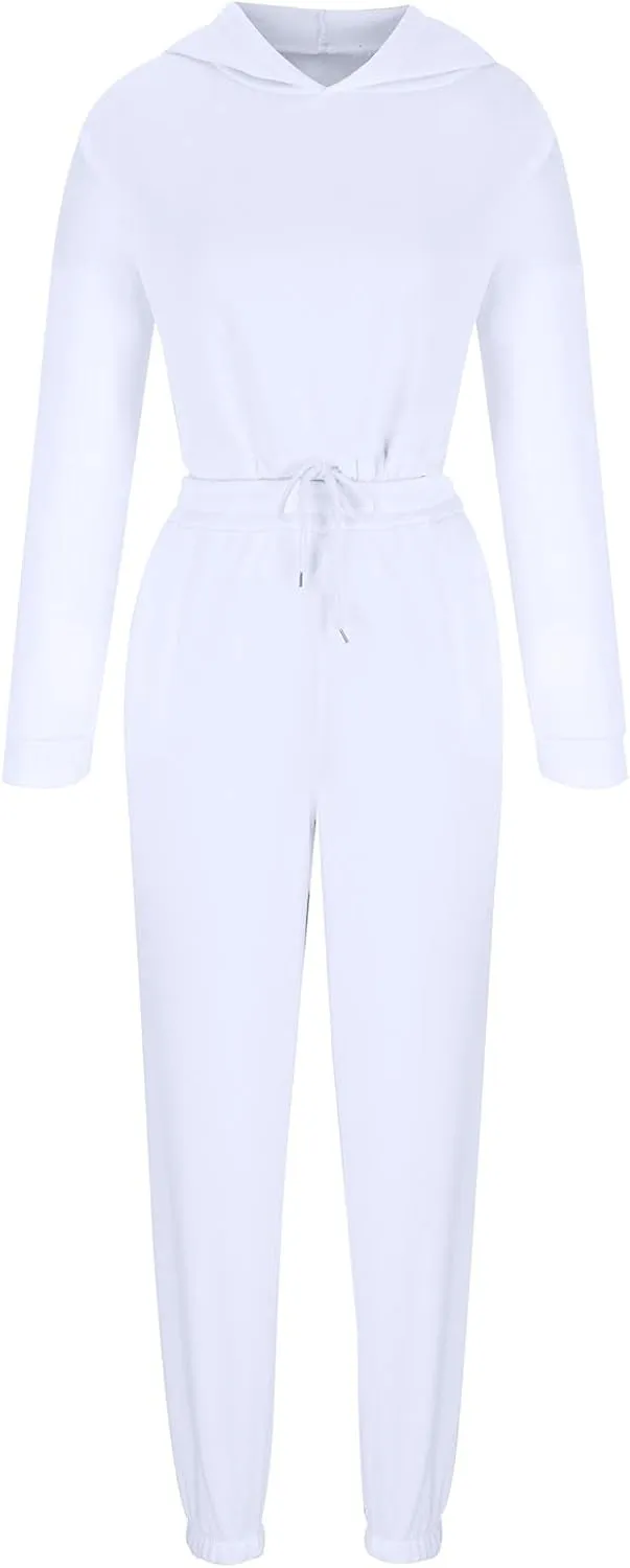 Womens Fashion Sweatsuits Y2K Tracksuit Casual Two Piece Outfits Cropped Sweatshirts Hoodies Jogger Pants Workout Sets