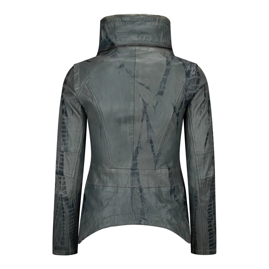 Women's Girls Leather High Collar Jacket