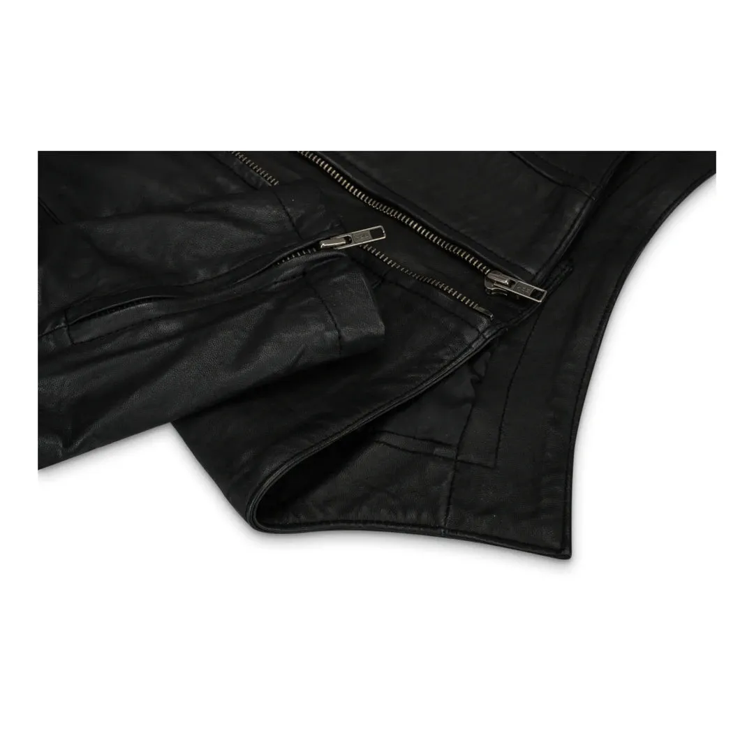 Women's Girls Leather High Collar Jacket