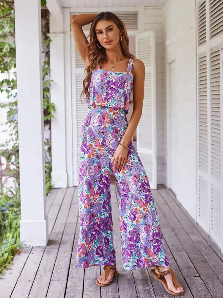Women's Halter Long Beach Romper Jumpsuit