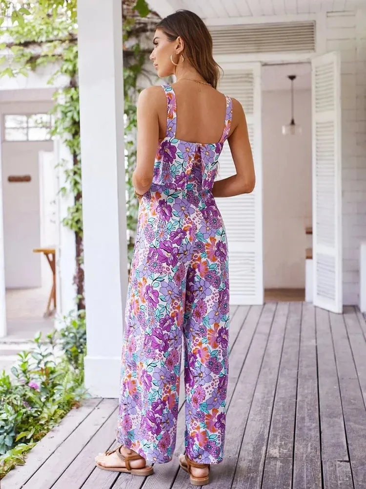 Women's Halter Long Beach Romper Jumpsuit