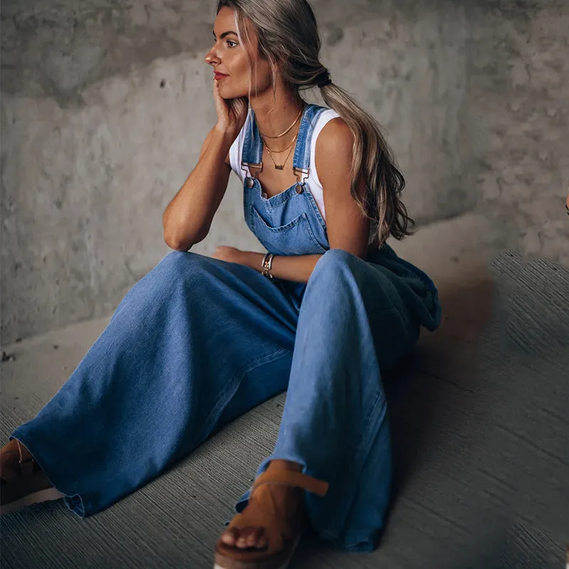 Women's Hiddenbrand Wide Leg Denim Overalls