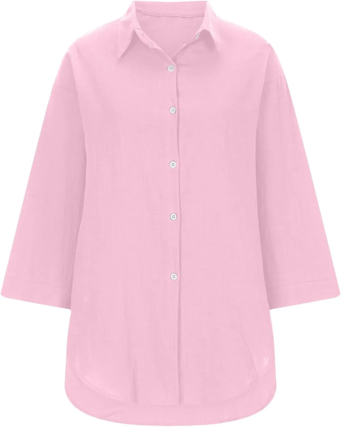 Womens Linen Button Down Shirts Business Casual Shirts Plus Size Lapel Collar Shirt Dressy Loose Fitting Tops Blouse