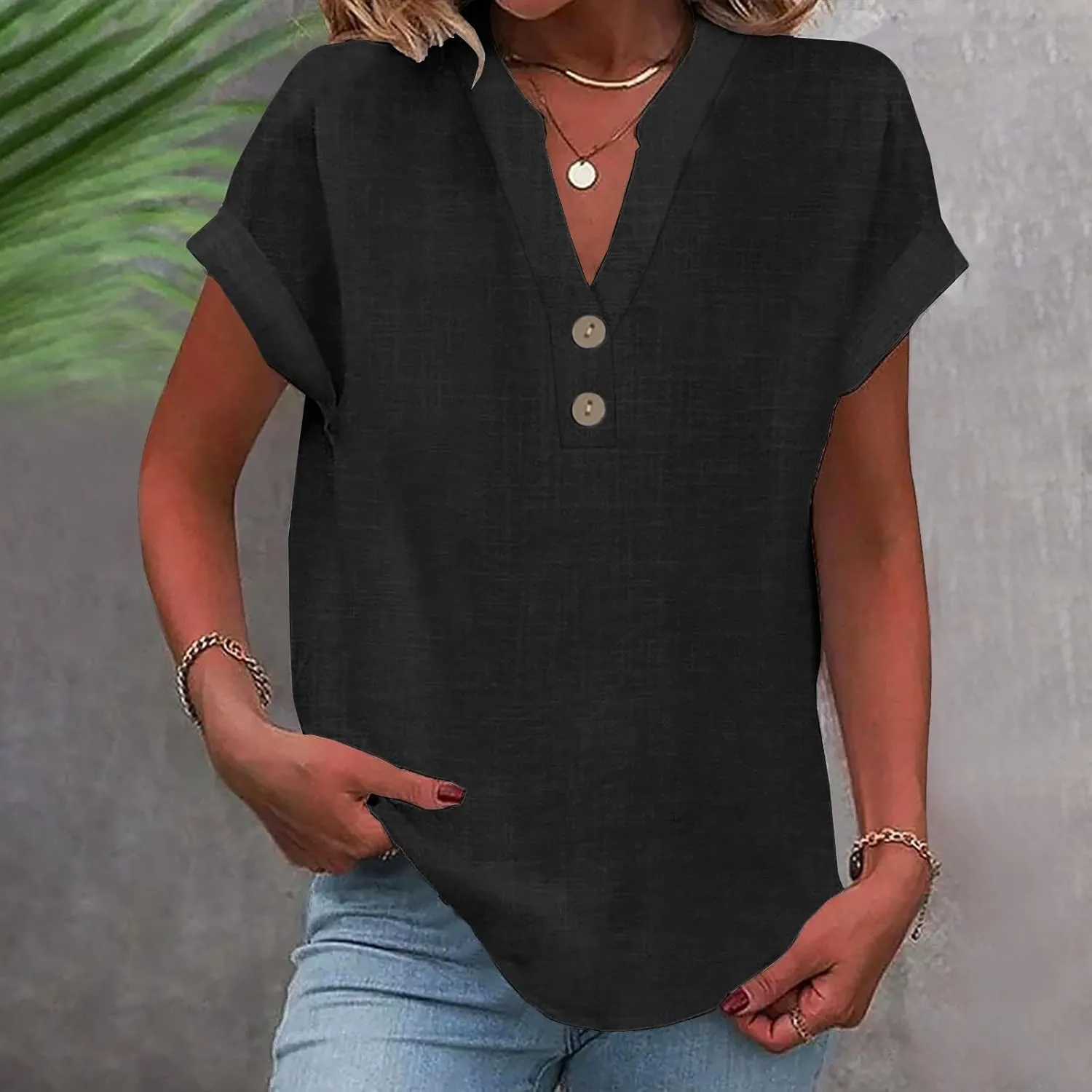 Womens Linen Shirt Womens Linen Tops for Summer Linen Shirts for Women Cotton Shirts for Women Casual Summer Cotton Shirts Women Plus Size Tops for Women Cotton Women Linen Blouse Black