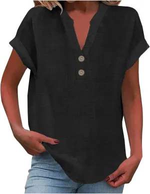 Womens Linen Shirt Womens Linen Tops for Summer Linen Shirts for Women Cotton Shirts for Women Casual Summer Cotton Shirts Women Plus Size Tops for Women Cotton Women Linen Blouse Black