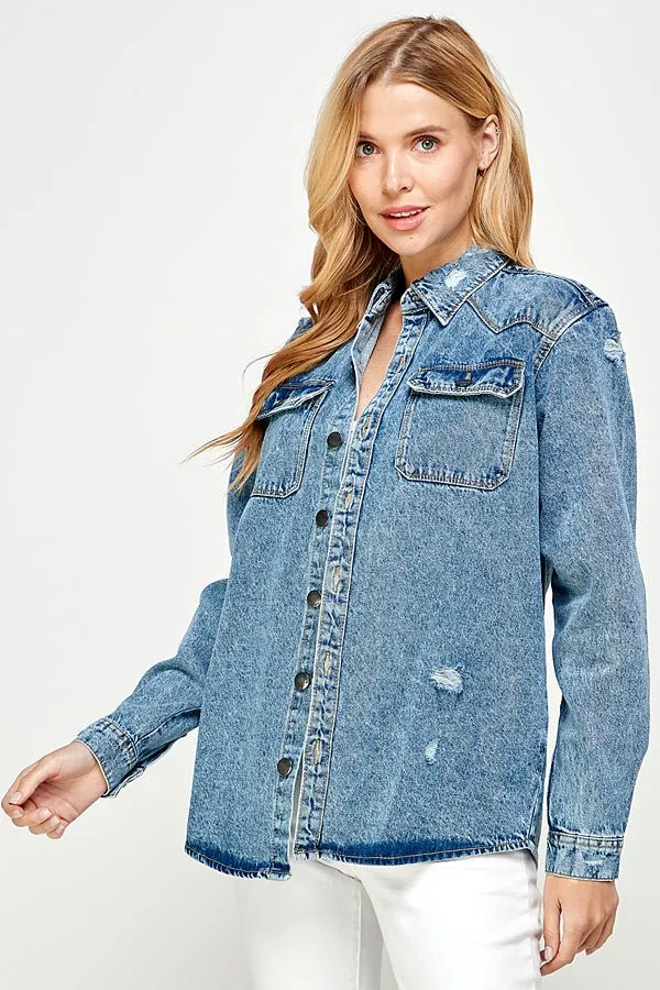 Women's Long Sleeve Denim Shirts