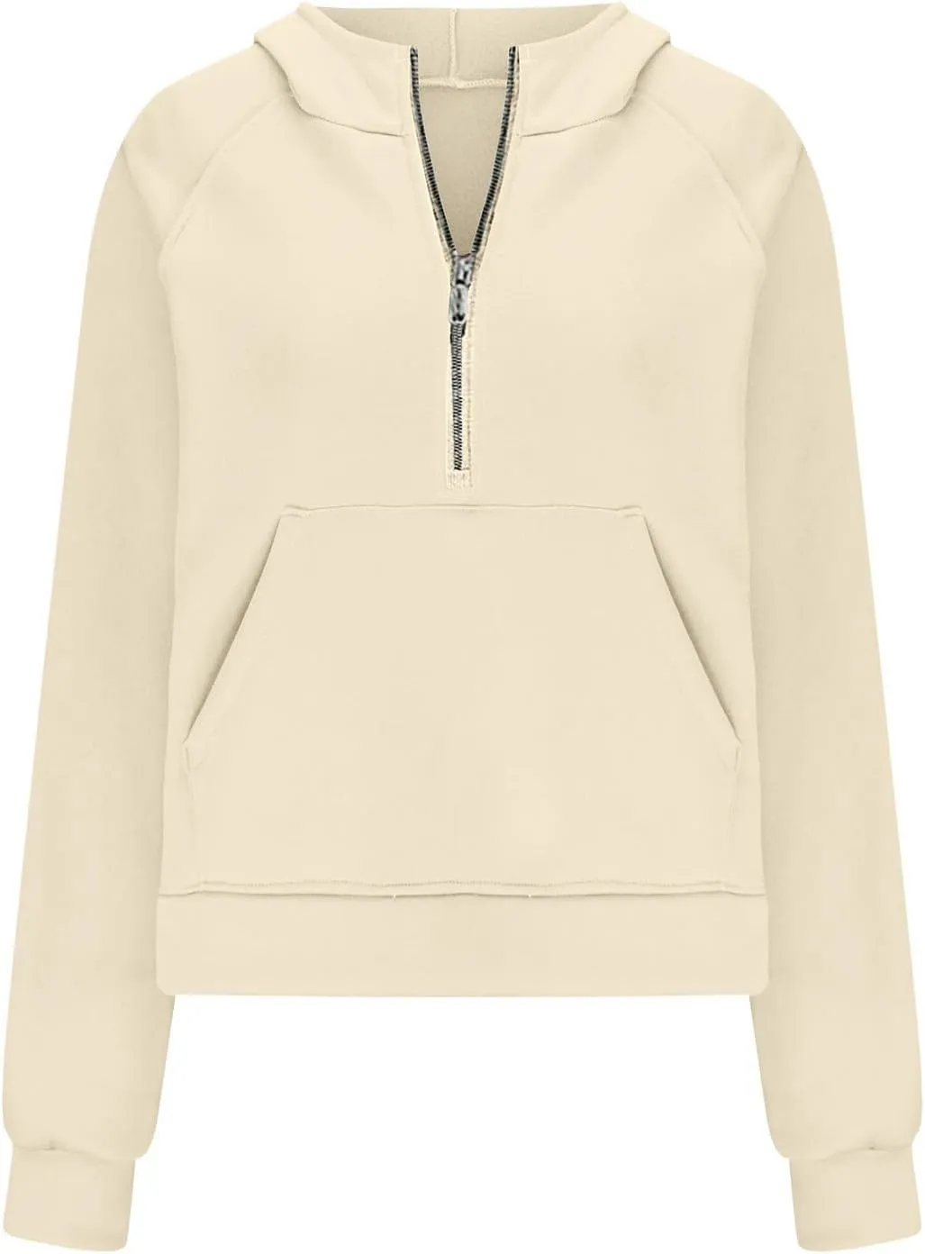 Womens Long Sleeve Hooded Sweatshirts Casual Half Zip Pullover Fashion Fall Outfits Fleece Cropped Jackets Outerwear