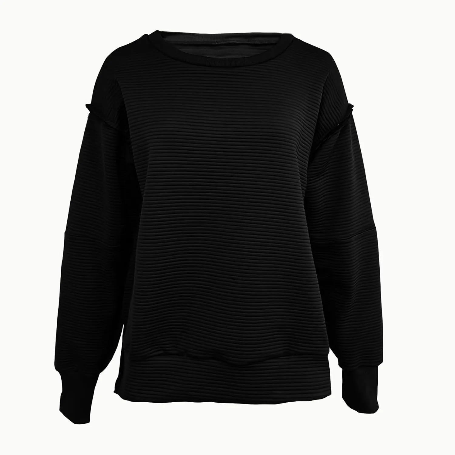 Womens Oversized Sweatshirts Hoodies Fall 2024 Outfits Crewneck Long Sleeve Casual Loose Fit Side Slit Pullover Tops