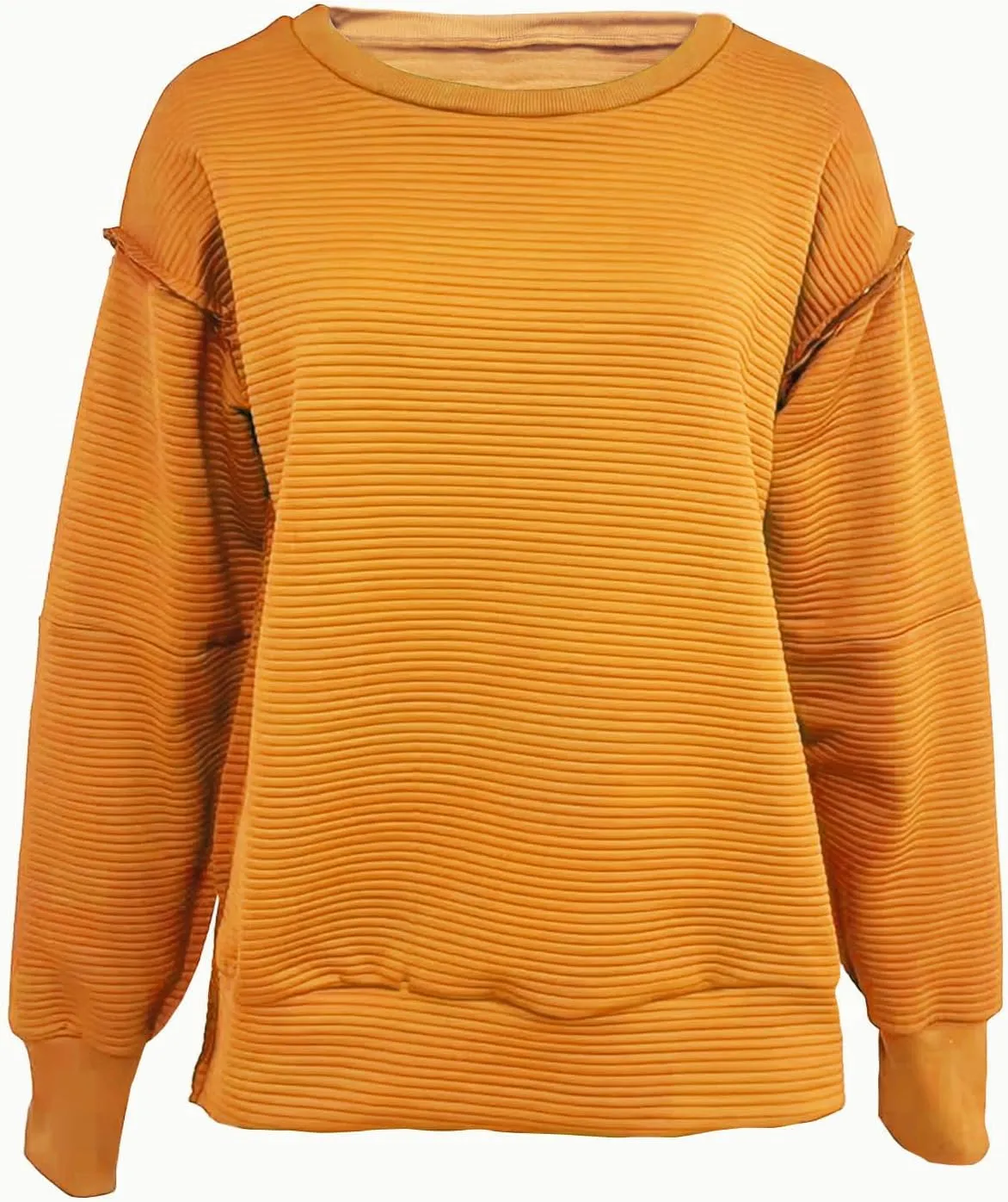 Womens Oversized Sweatshirts Hoodies Fall 2024 Outfits Crewneck Long Sleeve Casual Loose Fit Side Slit Pullover Tops