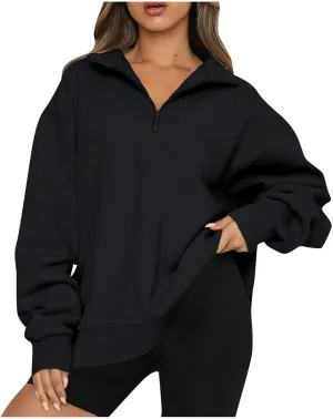Womens Oversized Sweatshirts Hoodies Half Zip Long Sleeve Trendy Pullover Fall Fashion Outfits 2024 Y2k Clothes