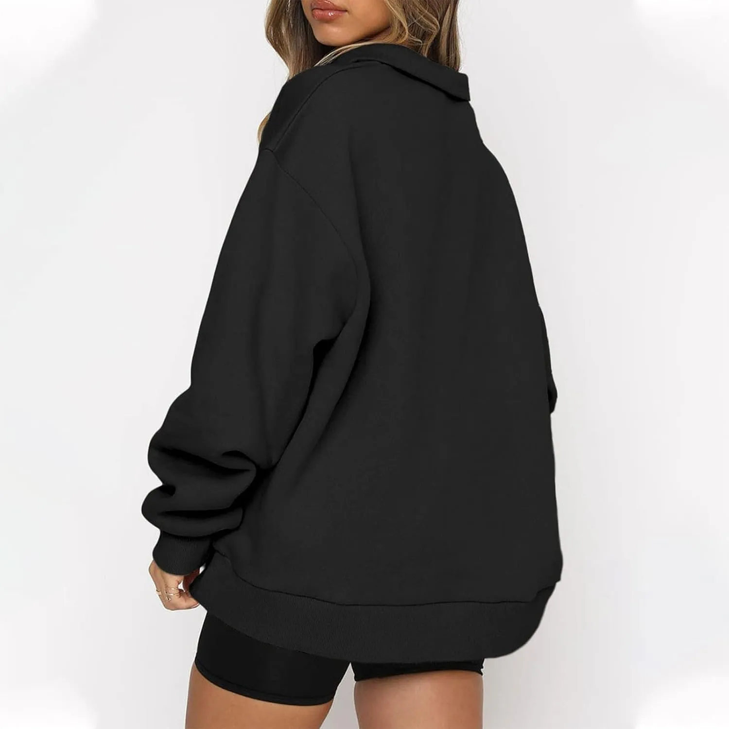 Womens Oversized Sweatshirts Hoodies Half Zip Long Sleeve Trendy Pullover Fall Fashion Outfits 2024 Y2k Clothes