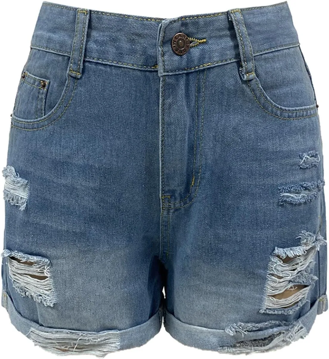Women's Ripped Denim Shorts Trendy High Waisted Casual Summer Y2k Stretchy Baggy Girls Distressed Raw Hem Jean Shorts