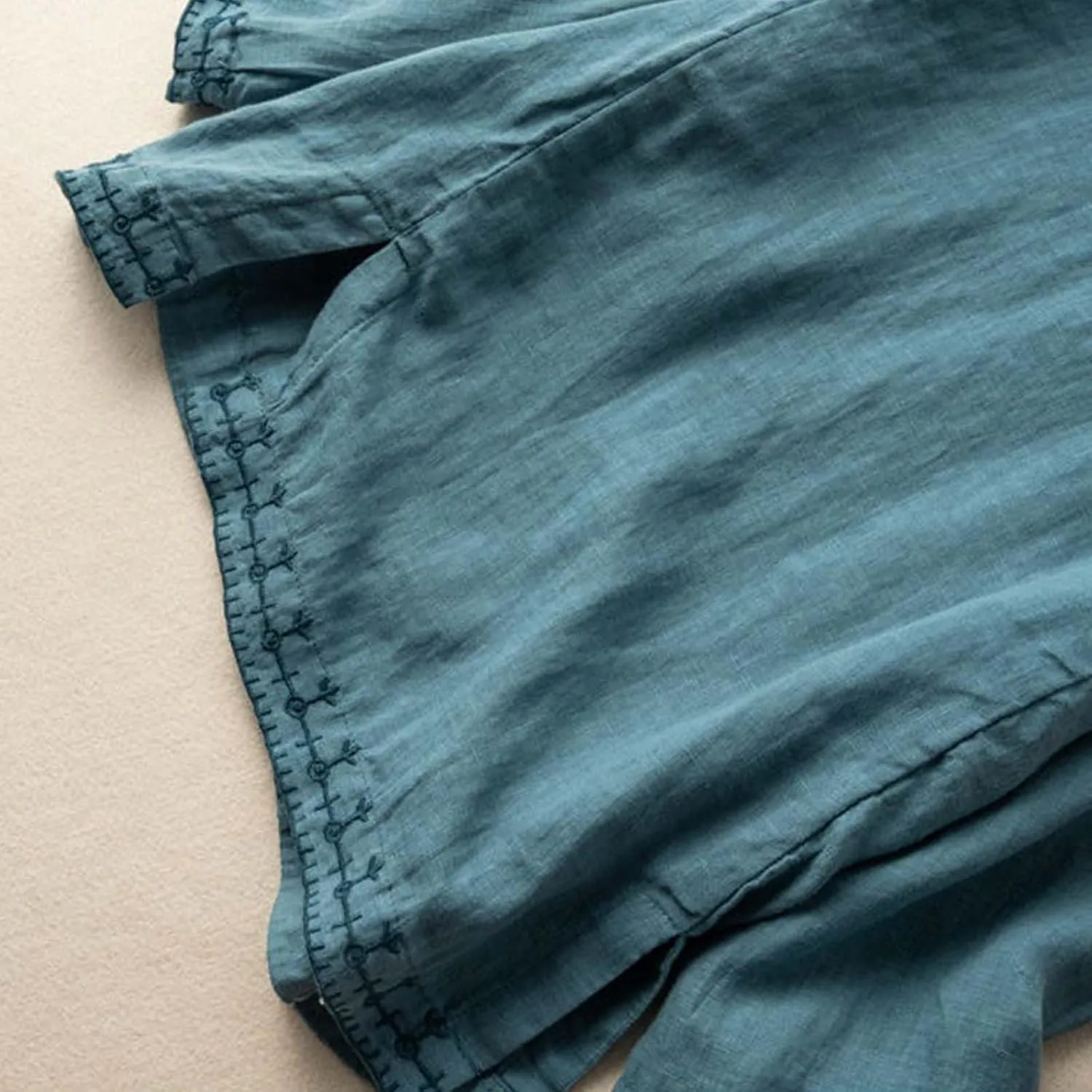 Women's Short Sleeve Cotton Linen Shirts Casual Crew Neck Henley T Shirts Boho Loose Summer Tops