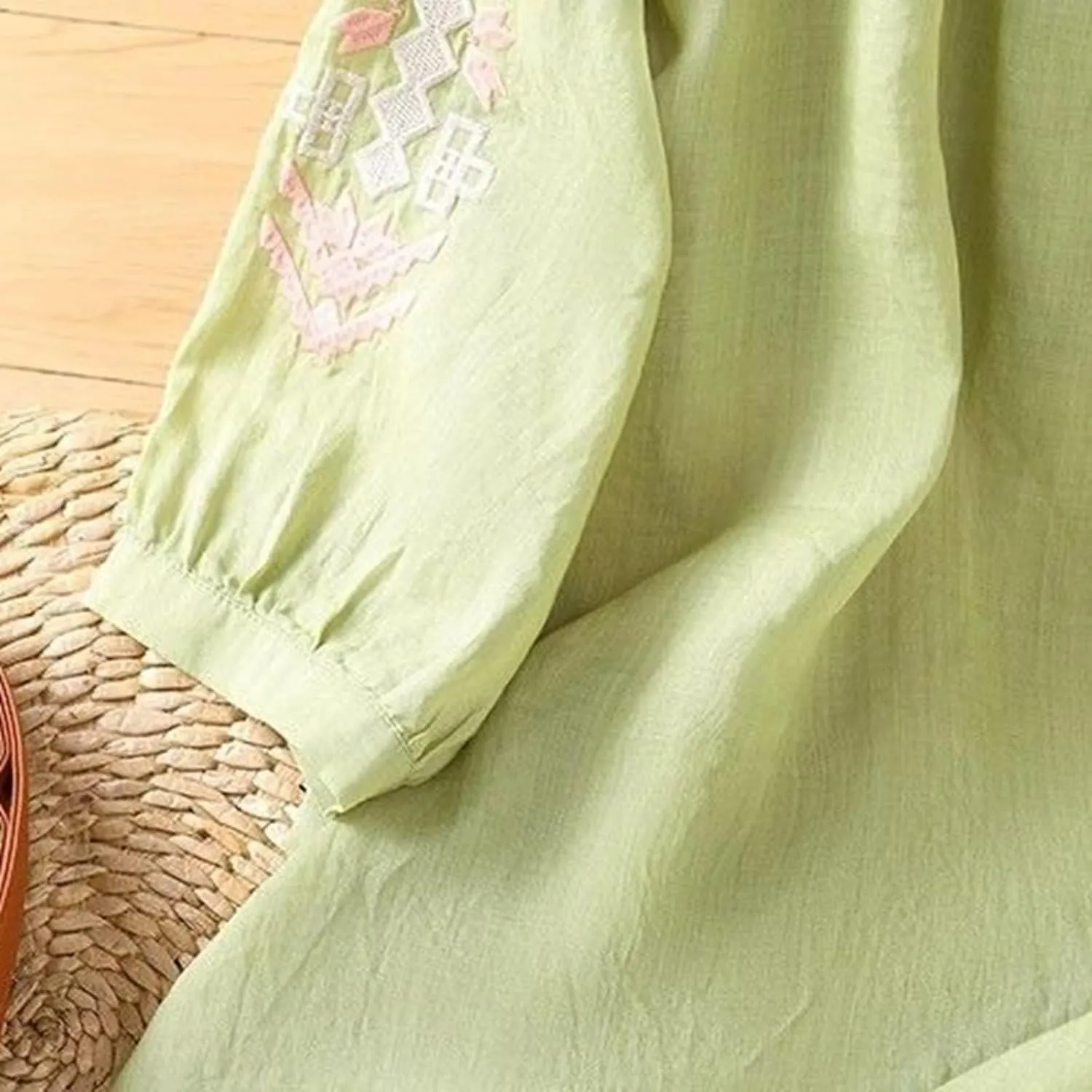 Women's Short Sleeve Cotton Linen Shirts Casual Crew Neck Henley T Shirts Boho Loose Summer Tops