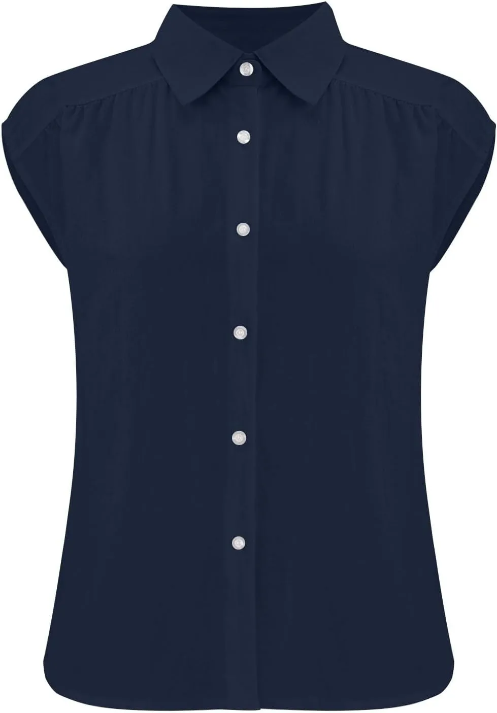 Women's Solid Sleeveless Tank Tops Summer Button Down Shirts Office Ladies Shirts