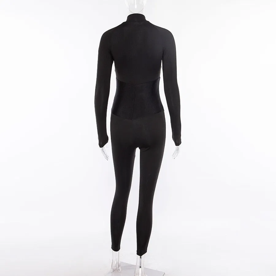 Women's Spring/Autumn Slim Fitness Bodysuit With Turtleneck