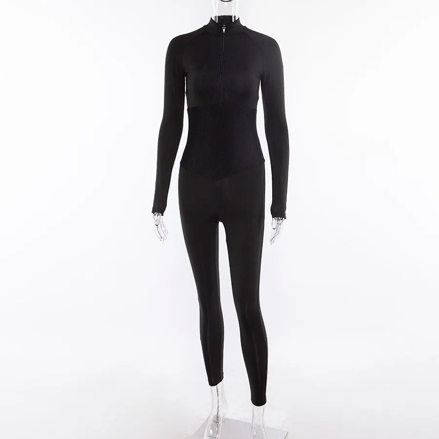 Women's Spring/Autumn Slim Fitness Bodysuit With Turtleneck