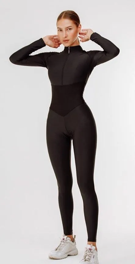 Women's Spring/Autumn Slim Fitness Bodysuit With Turtleneck