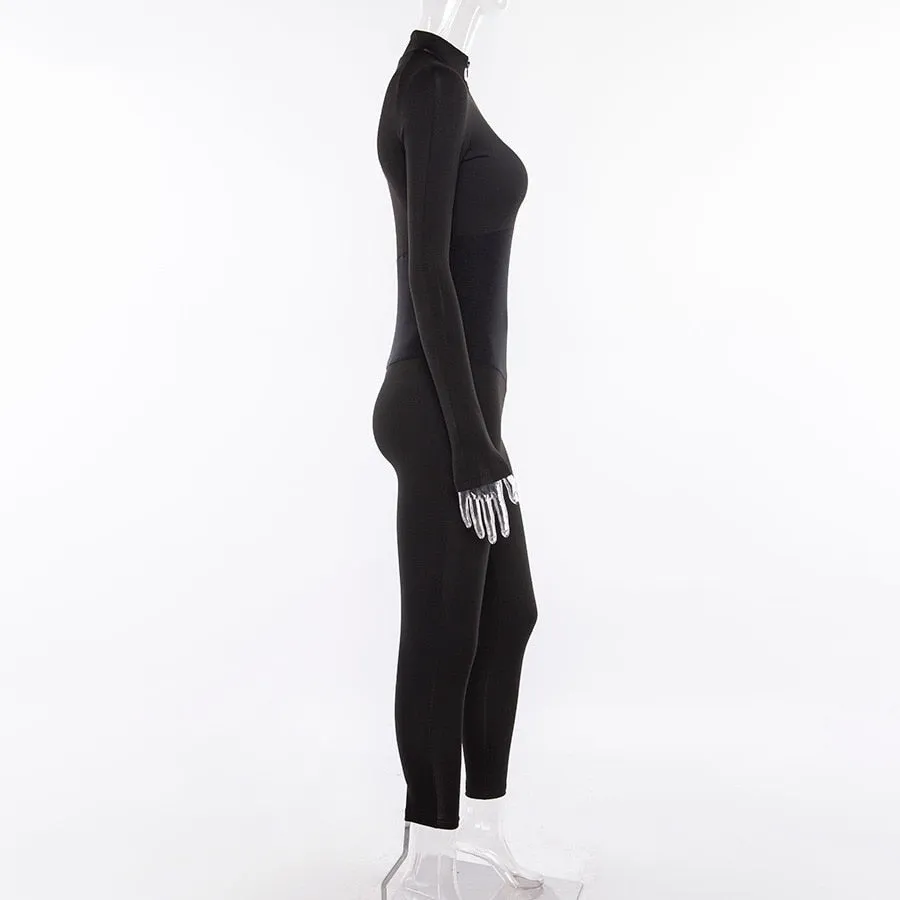 Women's Spring/Autumn Slim Fitness Bodysuit With Turtleneck