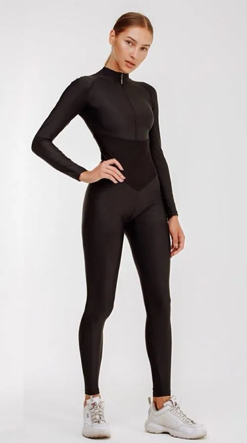 Women's Spring/Autumn Slim Fitness Bodysuit With Turtleneck