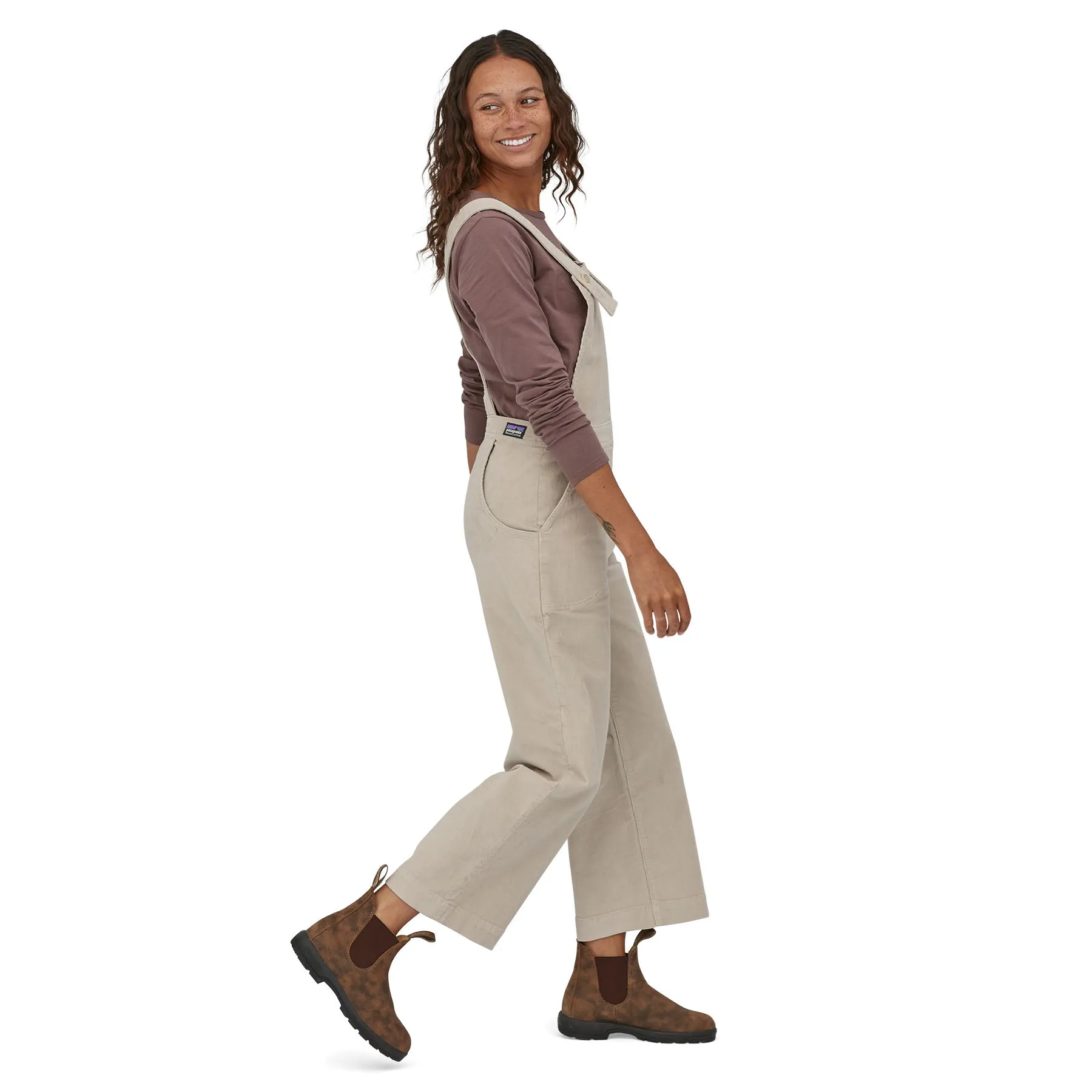 Womens Stand Up Cropped Corduroy Overalls