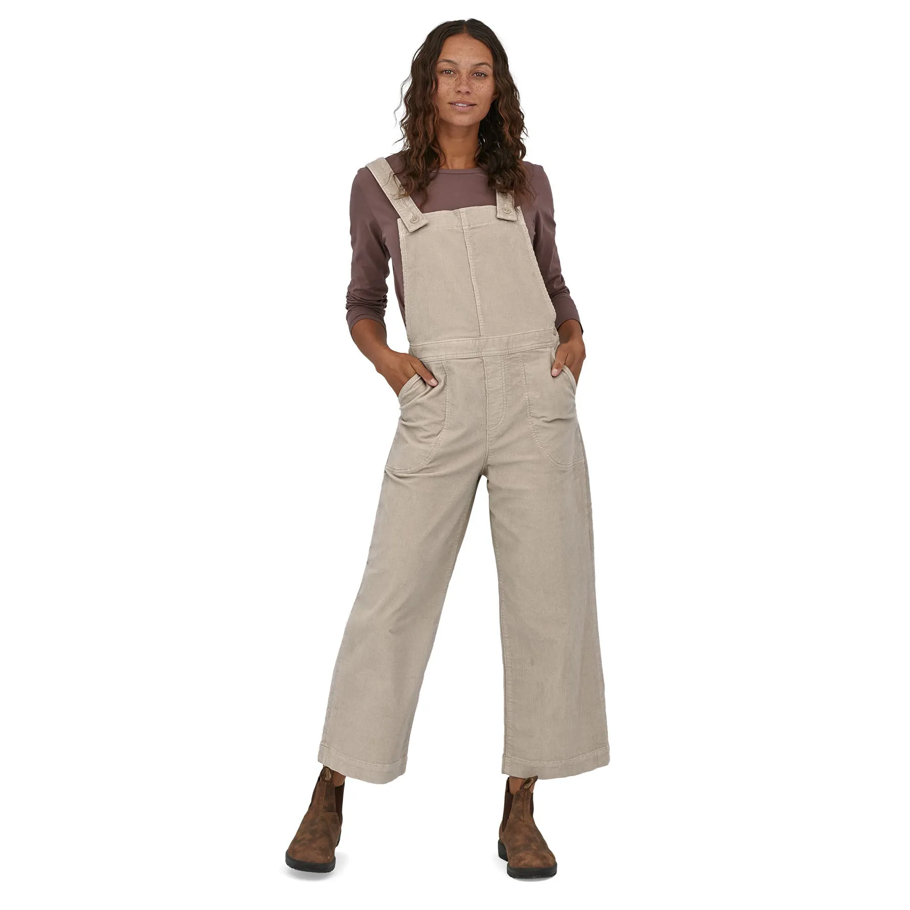 Womens Stand Up Cropped Corduroy Overalls