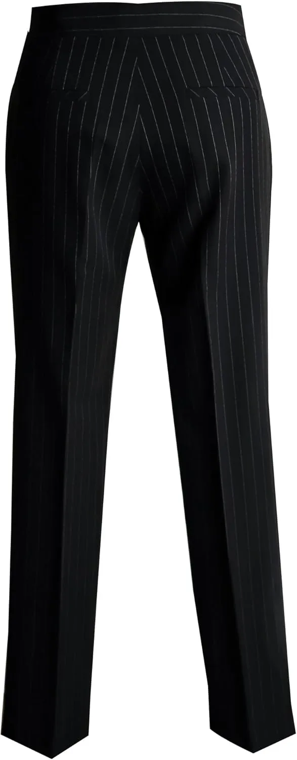 Women's Stripe Double Suit, Tailored Two-Button Jacket with Peaked Lapel, Structured Shoulder Pads, Slim Straight Pants
