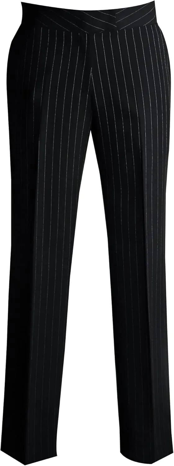 Women's Stripe Double Suit, Tailored Two-Button Jacket with Peaked Lapel, Structured Shoulder Pads, Slim Straight Pants
