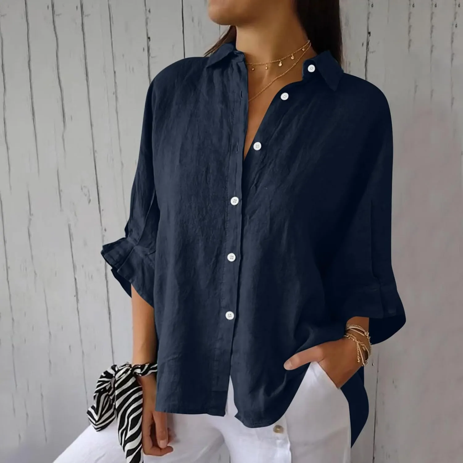 Womens Summer Long Sleeve Button Up Shirts Linen or Cotton Tops Plus Size Shirts Blouse Tunic Swimsuit Coverups Clothe