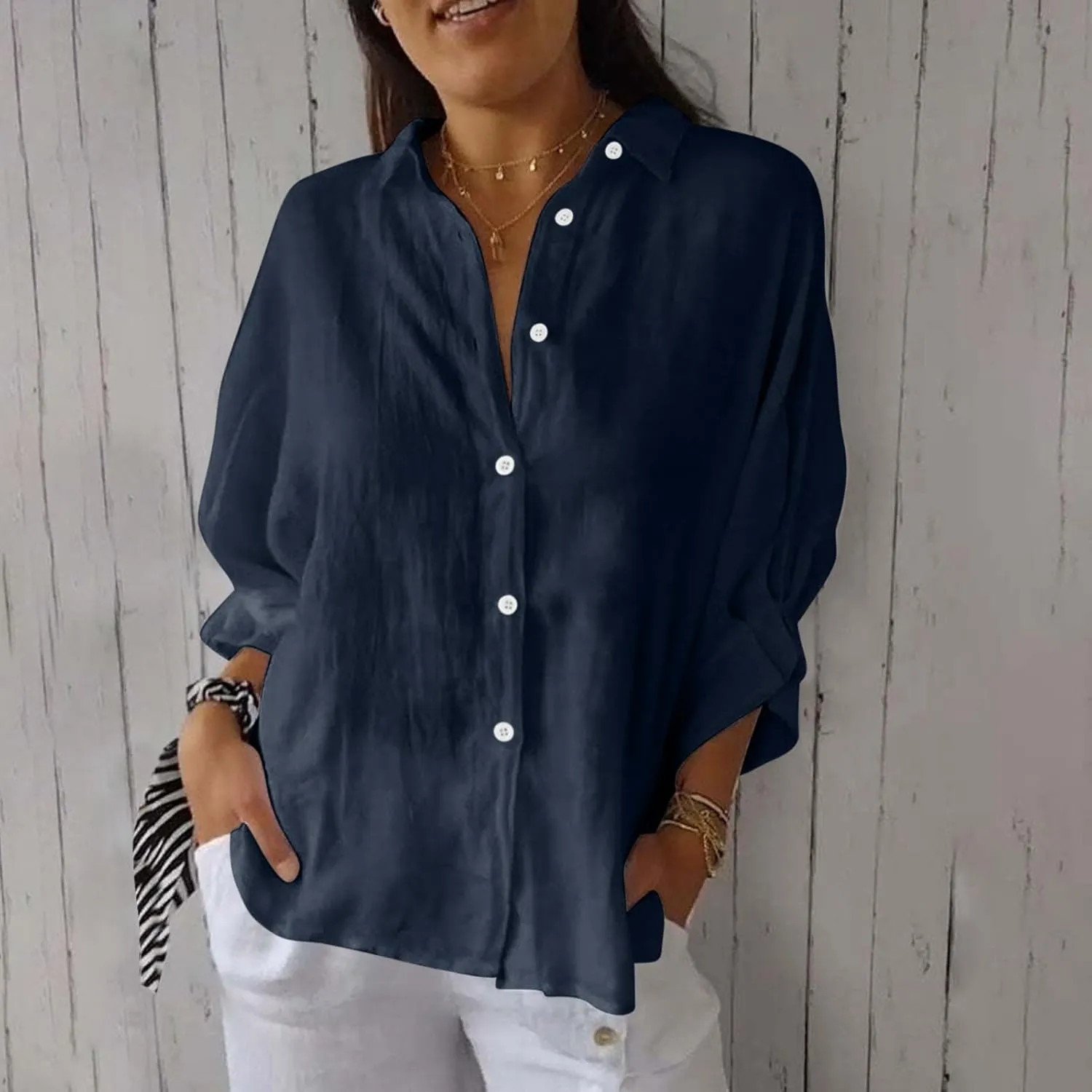 Womens Summer Long Sleeve Button Up Shirts Linen or Cotton Tops Plus Size Shirts Blouse Tunic Swimsuit Coverups Clothe