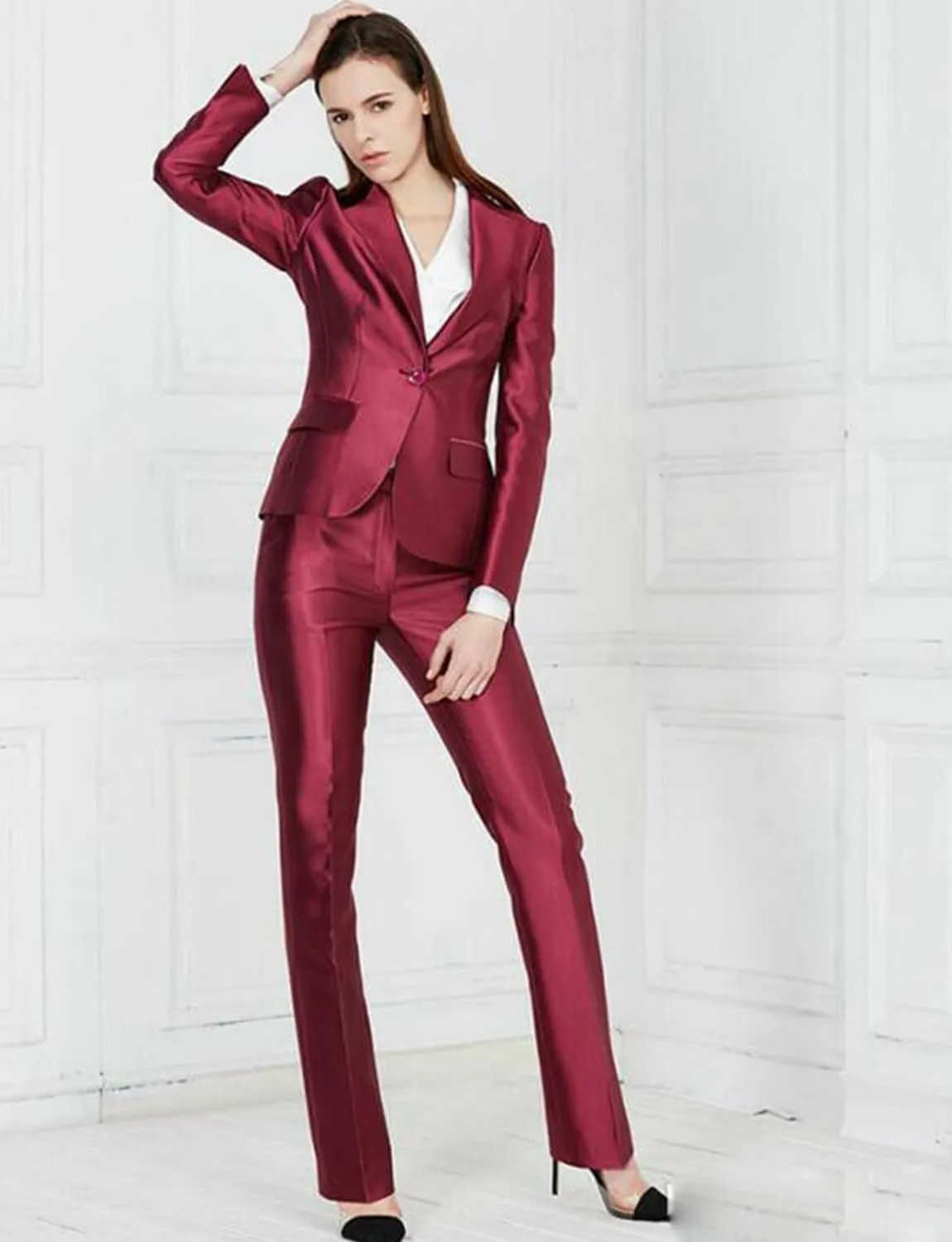 Women's Tailored Fit Suit One Button for Homecoming Christmas Jacket & Pants