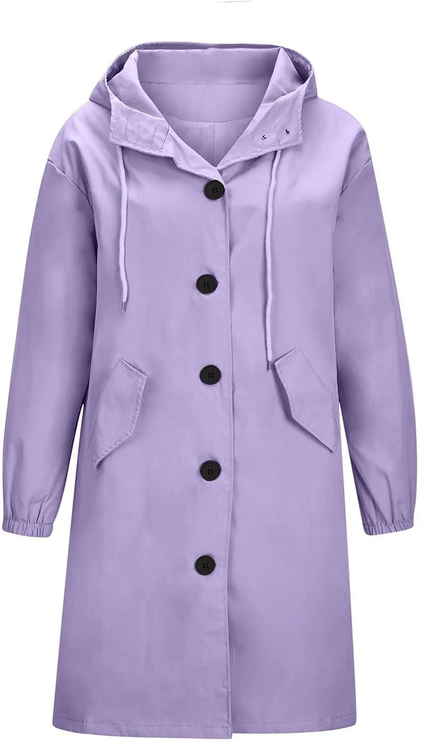Women's Trench Coats Plus Size Casual Rain Jacket Fashion Winter Hooded Oversized Long Windbreaker Jackets Outerwear